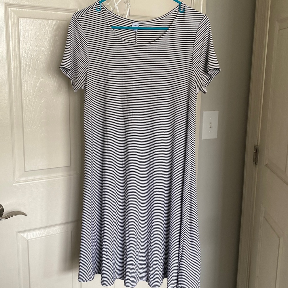 Black and white striped t shirt swing dress